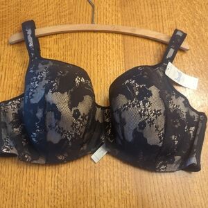 Cacique- Size 42 DD Black Lace Underwire Bra - Bold Lace Balconette- New